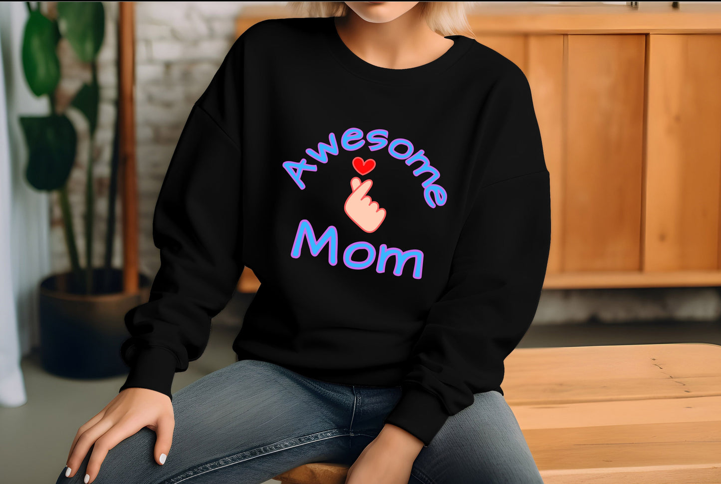 Awesome Mom Korean Finger heart Unisex Sweatshirt