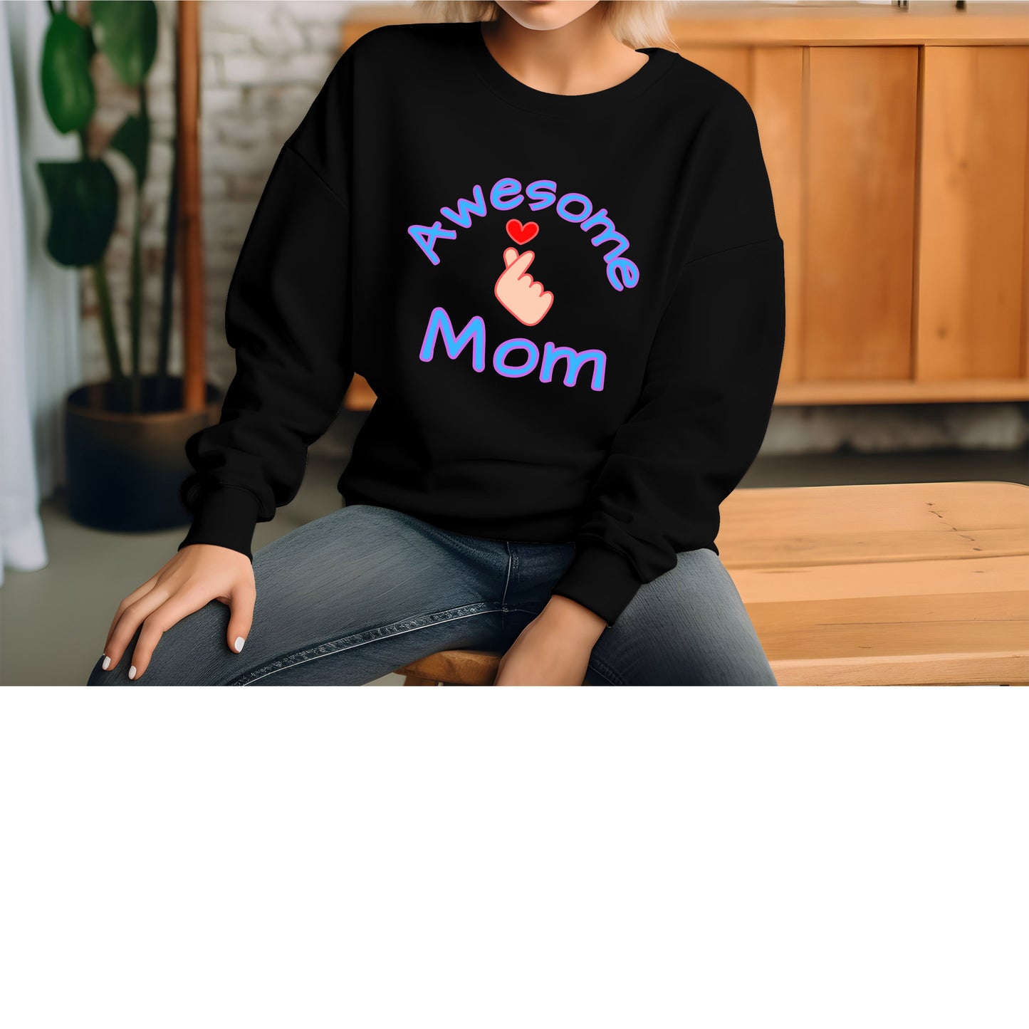 Awesome Mom Korean Finger heart T Shirt