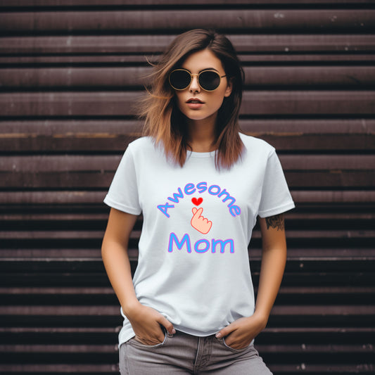 Awesome Mom Korean Finger heart T Shirt