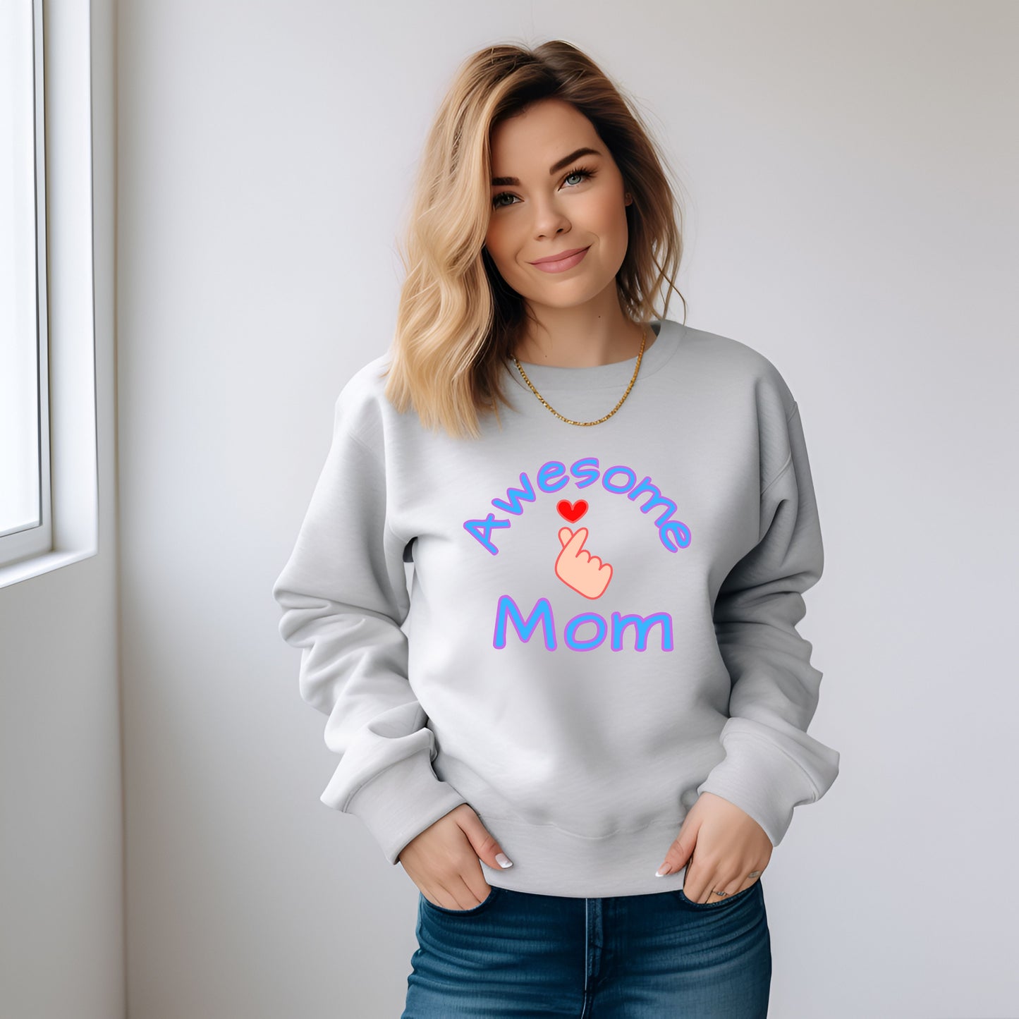 Awesome Mom Korean Finger heart Unisex Sweatshirt